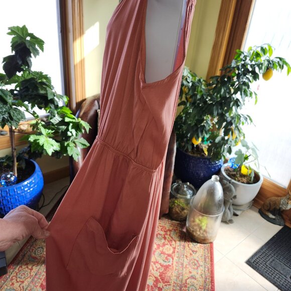 Polagram Lightweight Wide Leg Tank Jumpsuit Terracotta   2X - Picture 7 of 13